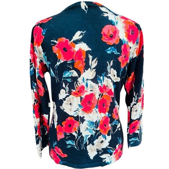 Garnet Hill 100% Merino wool floral button front cardigan sweater size Small. - Picture 5 of 8